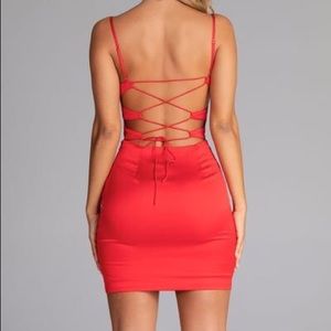 Meshki Zoey Cowl Neck Strappy Back Mini Dress
